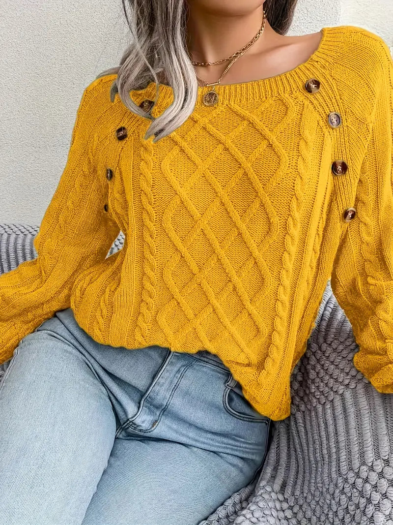 Women's plus size loose knit pullover sweater solid color