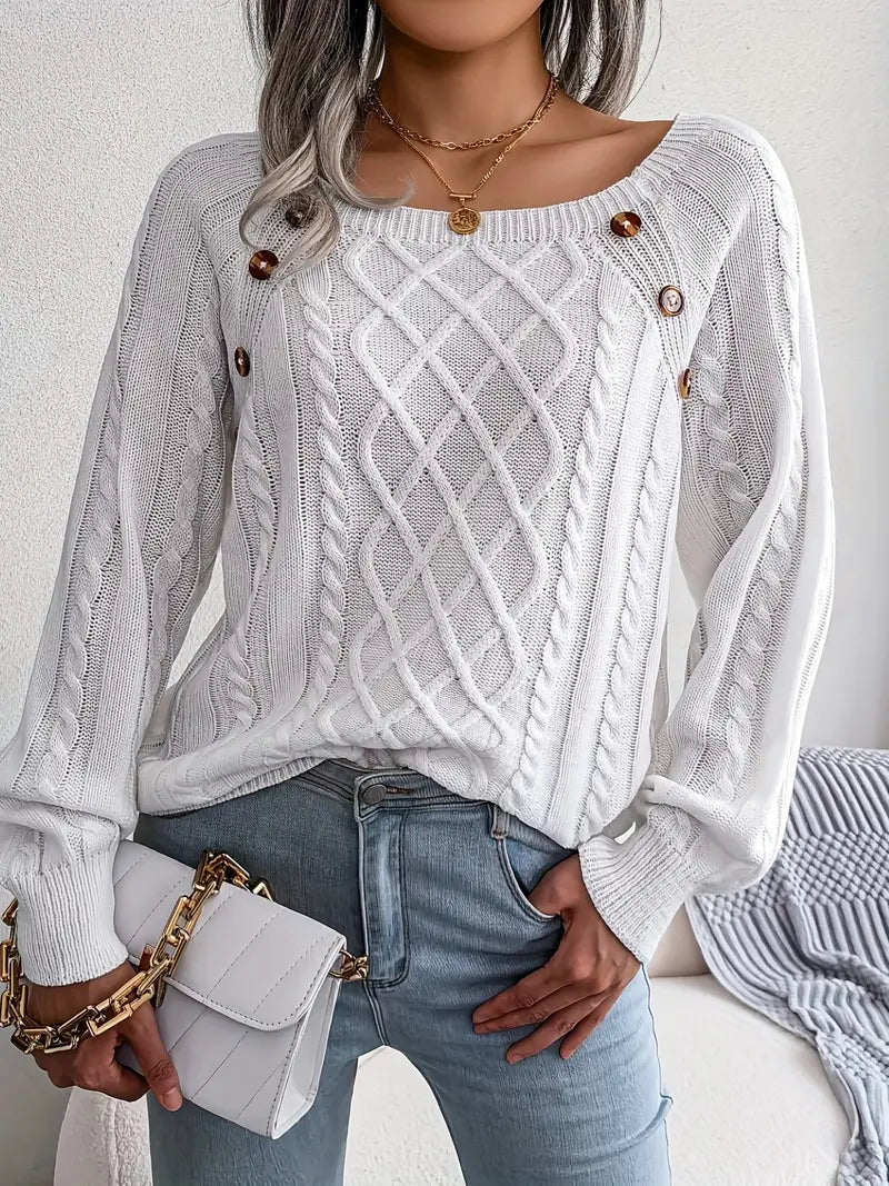 Women's plus size loose knit pullover sweater solid color