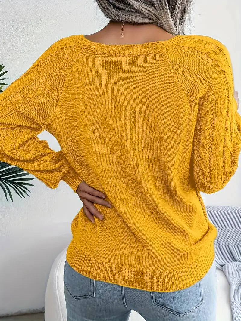 Women's plus size loose knit pullover sweater solid color