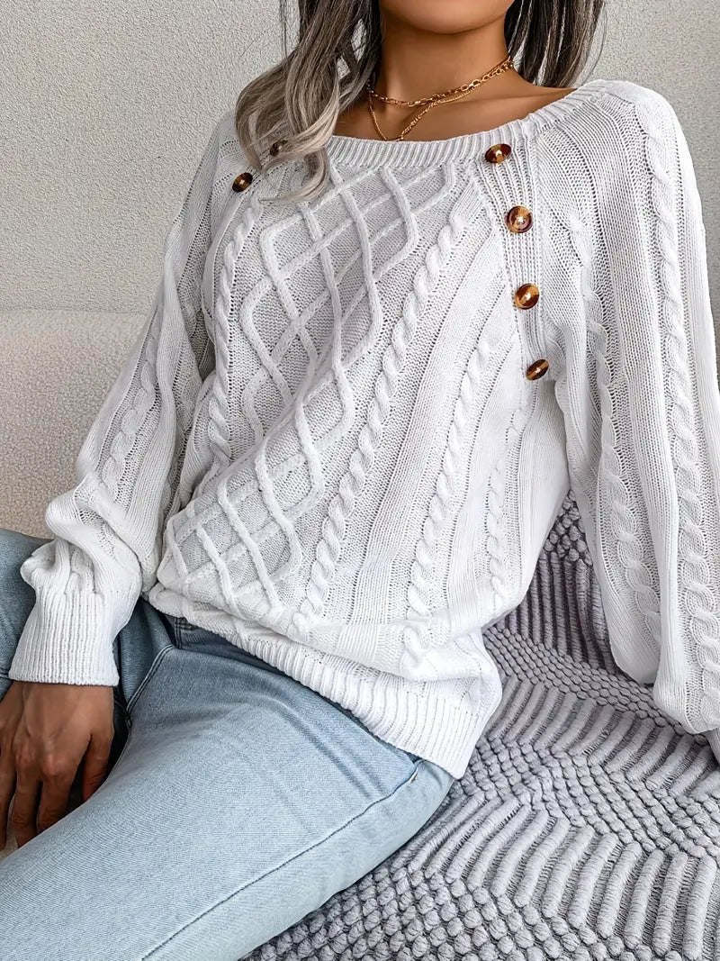 Women's plus size loose knit pullover sweater solid color