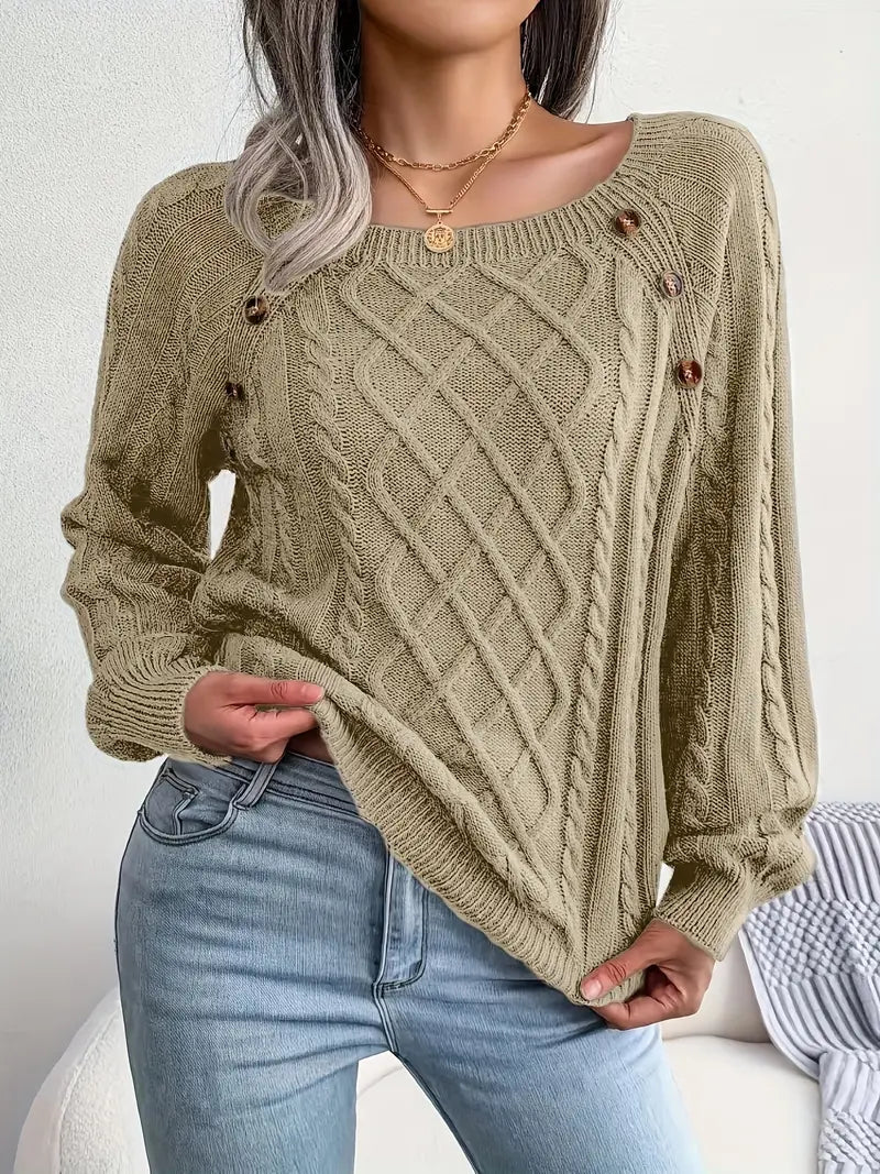 Women's plus size loose knit pullover sweater solid color