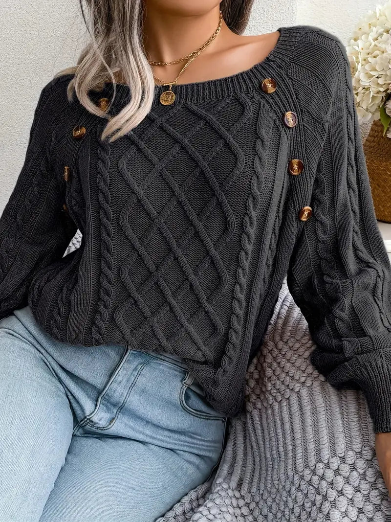 Women's plus size loose knit pullover sweater solid color