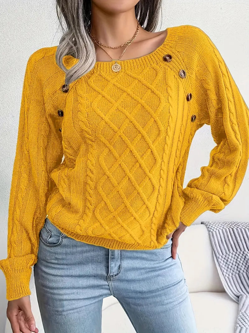 Women's plus size loose knit pullover sweater solid color