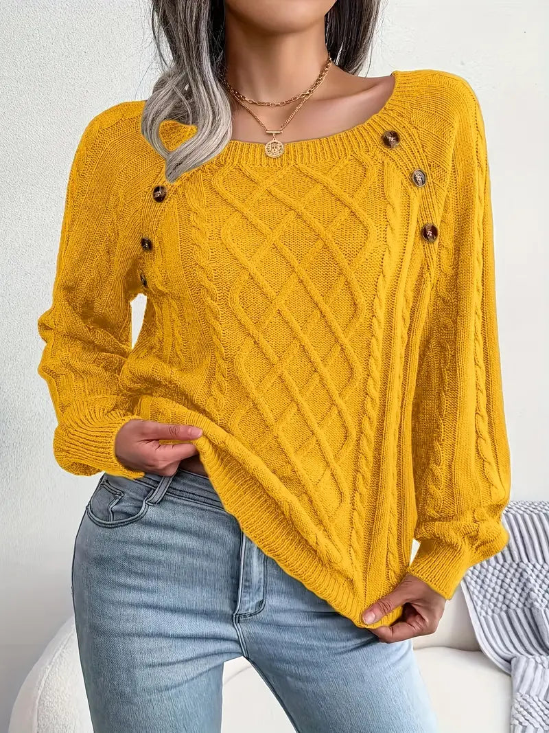 Women's plus size loose knit pullover sweater solid color