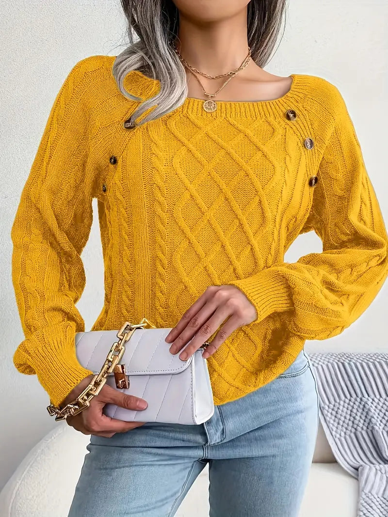 Women's plus size loose knit pullover sweater solid color
