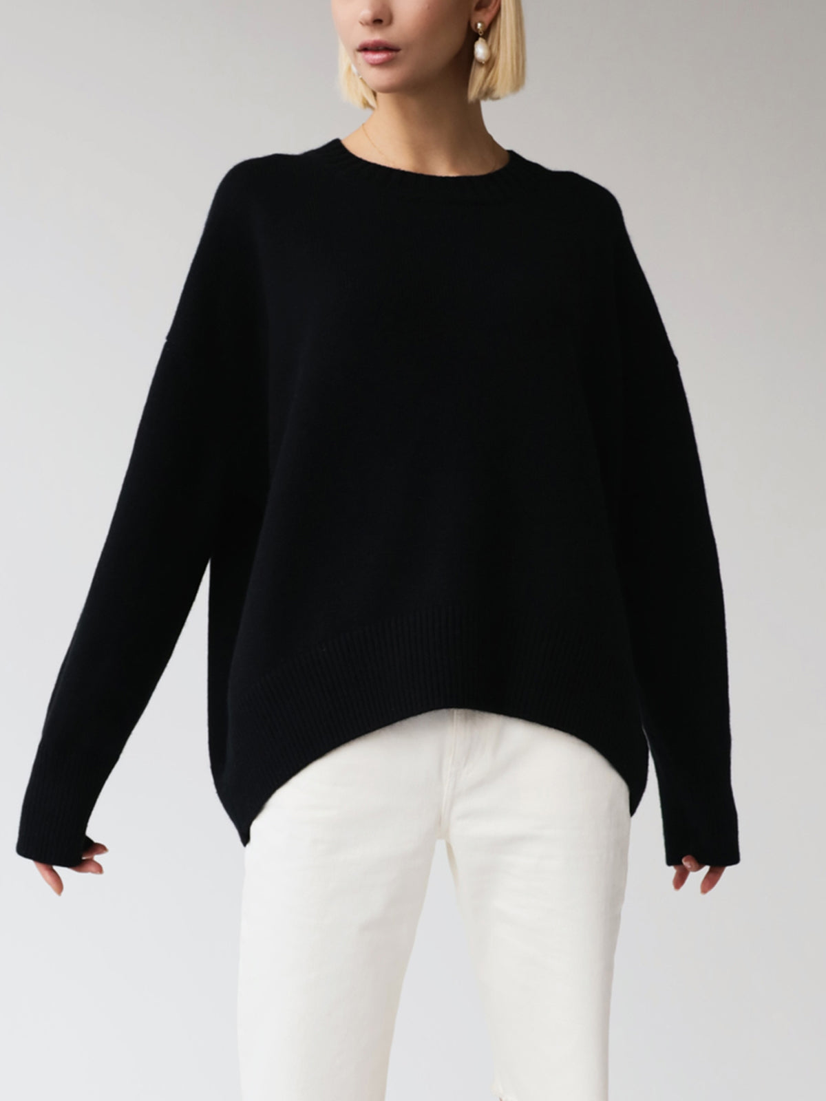 Women's round neck oversized pullover sweater