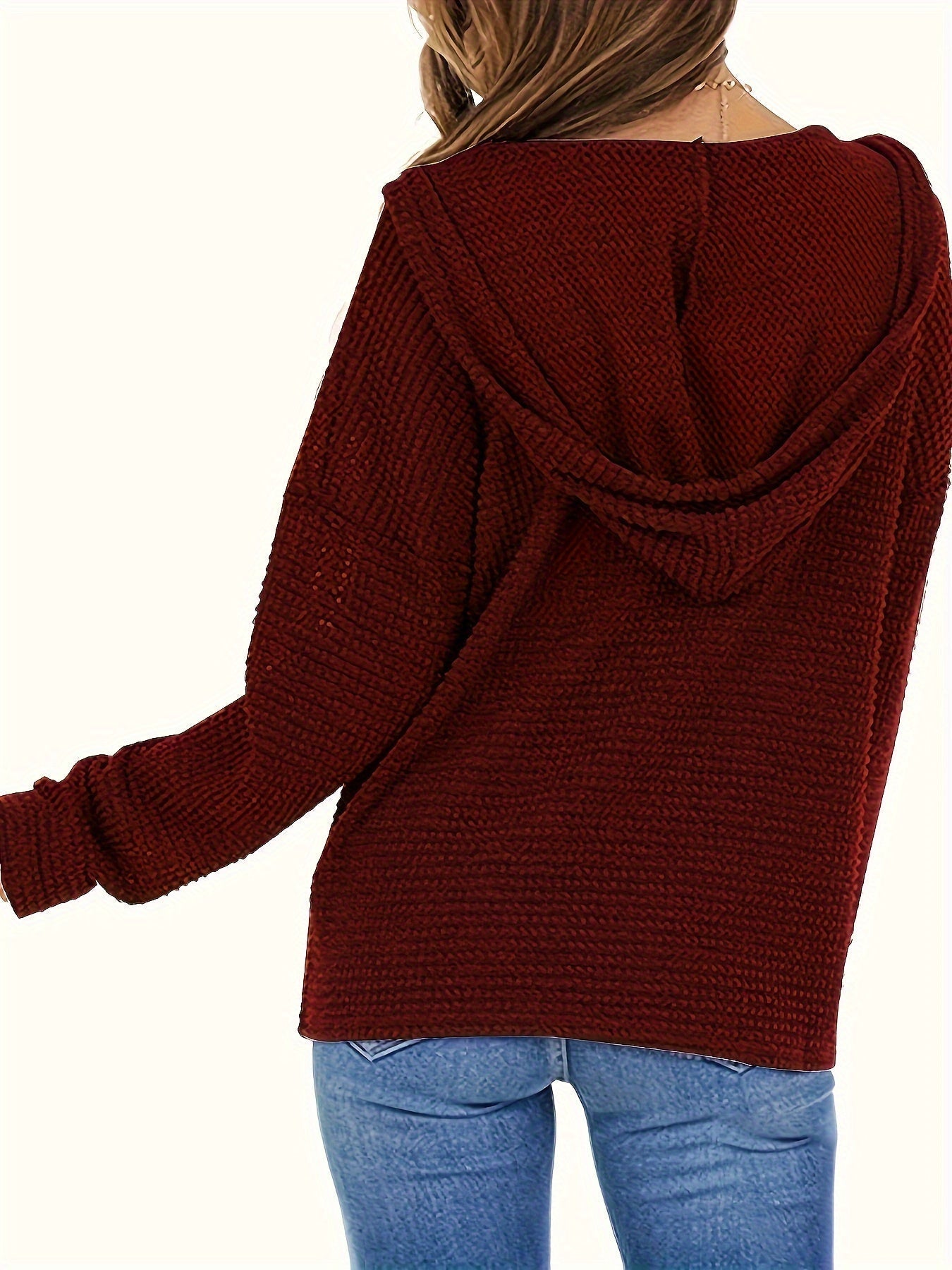 Women's solid color hooded drawstring zipper jacket