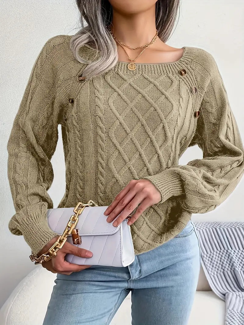 Women's plus size loose knit pullover sweater solid color