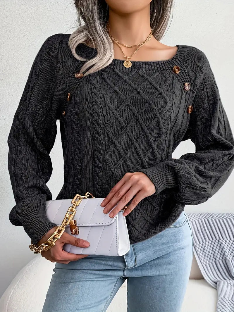 Women's plus size loose knit pullover sweater solid color