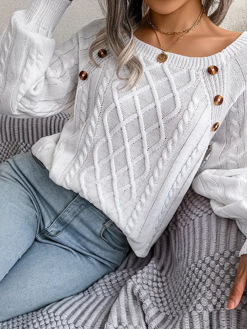 Women's plus size loose knit pullover sweater solid color