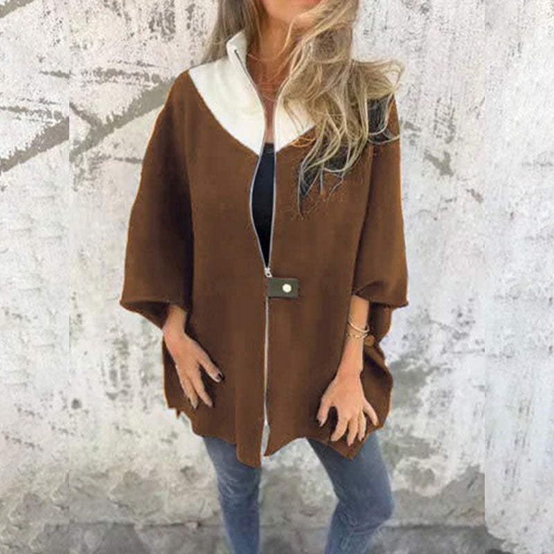 Casual coat with high collar for stylish women