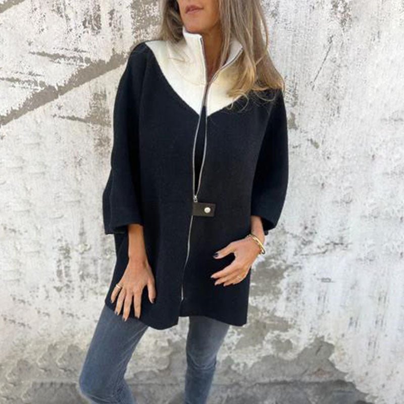 Casual coat with high collar for stylish women