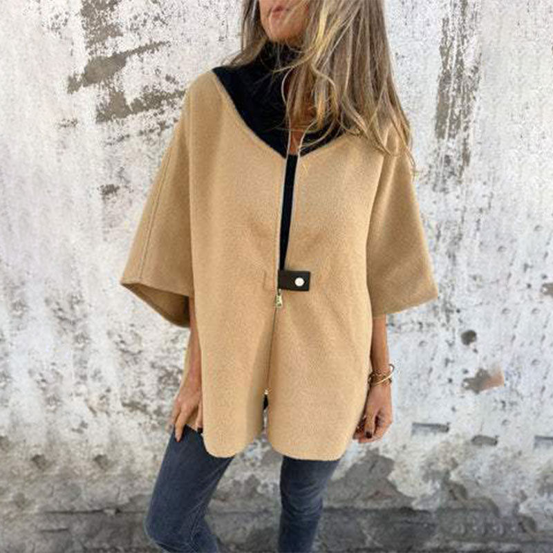 Casual coat with high collar for stylish women