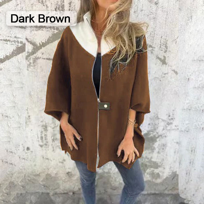 Casual coat with high collar for stylish women
