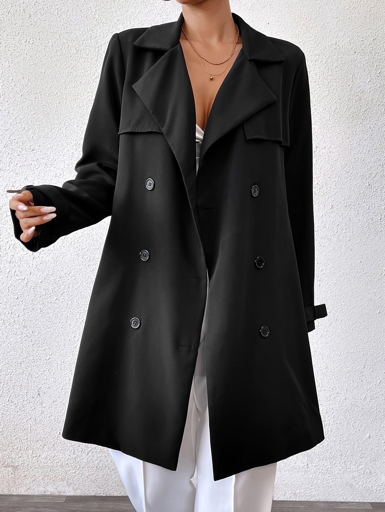 Women's double-breasted trench coat fashion casual windbreaker