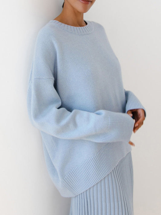 Women's round neck oversized pullover sweater