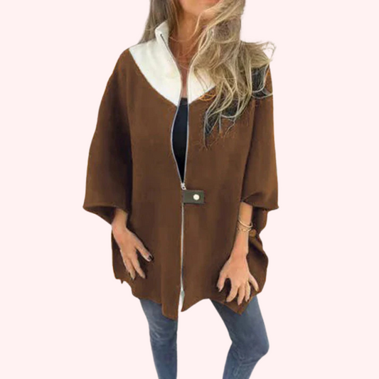 Casual coat with high collar for stylish women
