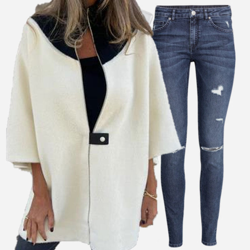Casual coat with high collar for stylish women